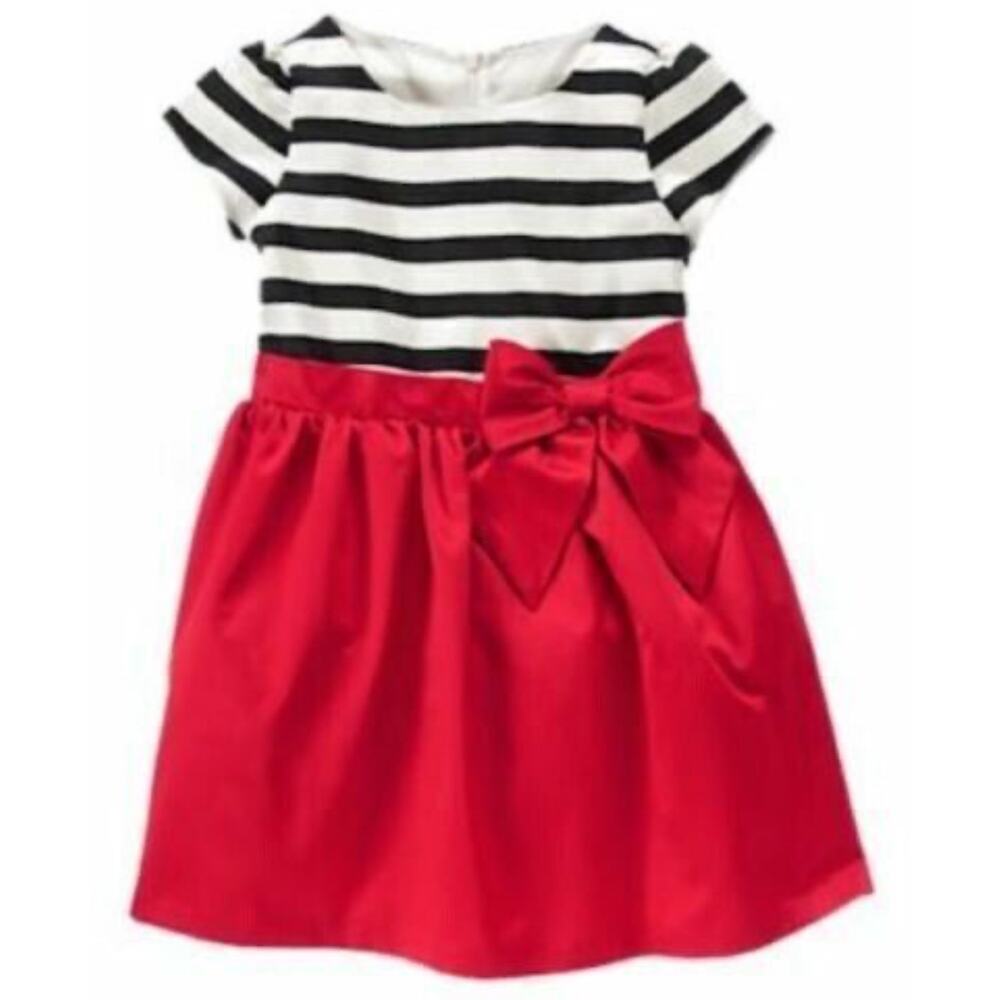 Gymboree Girls Olivia the pig Dress Striped Red Satin Formal Holiday